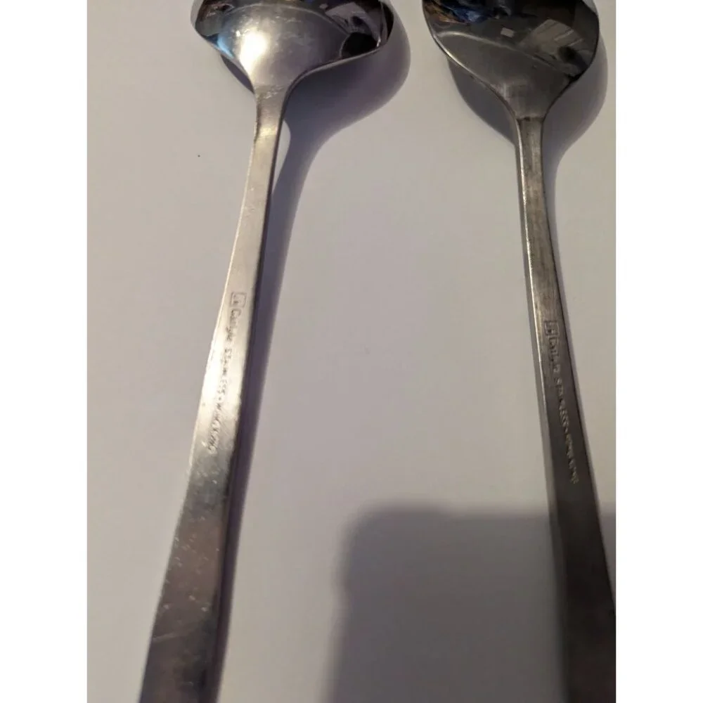 VTG CARLYLE Hong Kong stainless cameo pattern lot 2 soup‎ & jelly spoon replace